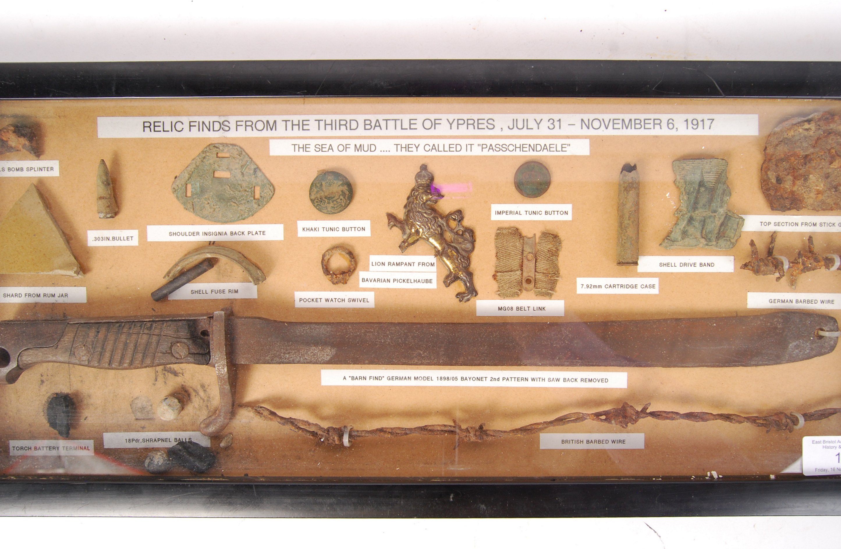 WWI FIRST WORLD WAR BATTLE OF YPRES RELIC DISPLAY - Image 4 of 4