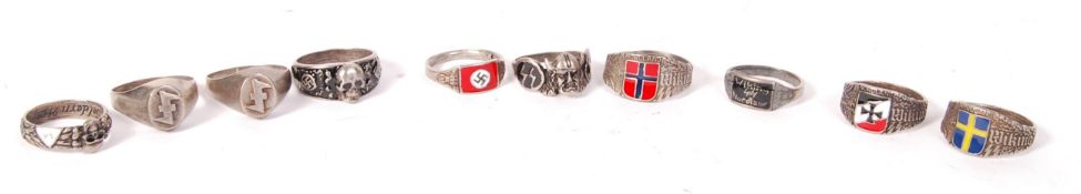 COLLECTION OF WWII GERMAN NAZI STYLE FANTASY PIECE RINGS
