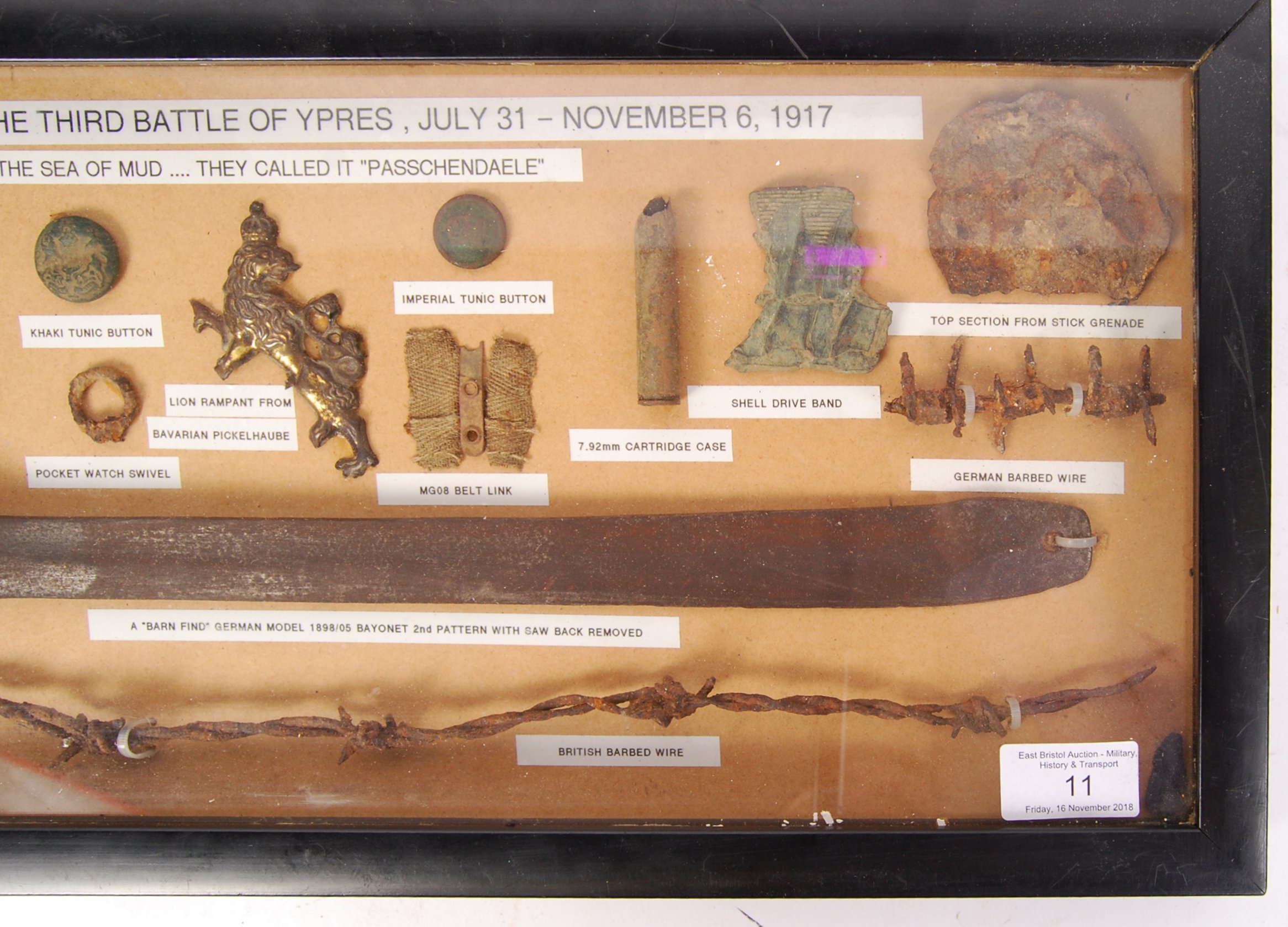 WWI FIRST WORLD WAR BATTLE OF YPRES RELIC DISPLAY - Image 3 of 4
