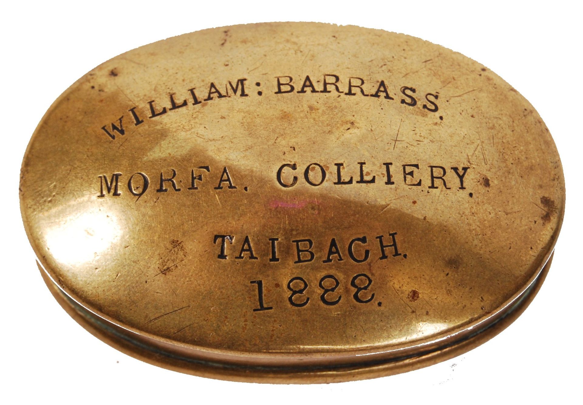 RARE 1980 MORFA COLLIERY DISASTER VICTIM'S BRASS TOBACCO TIN