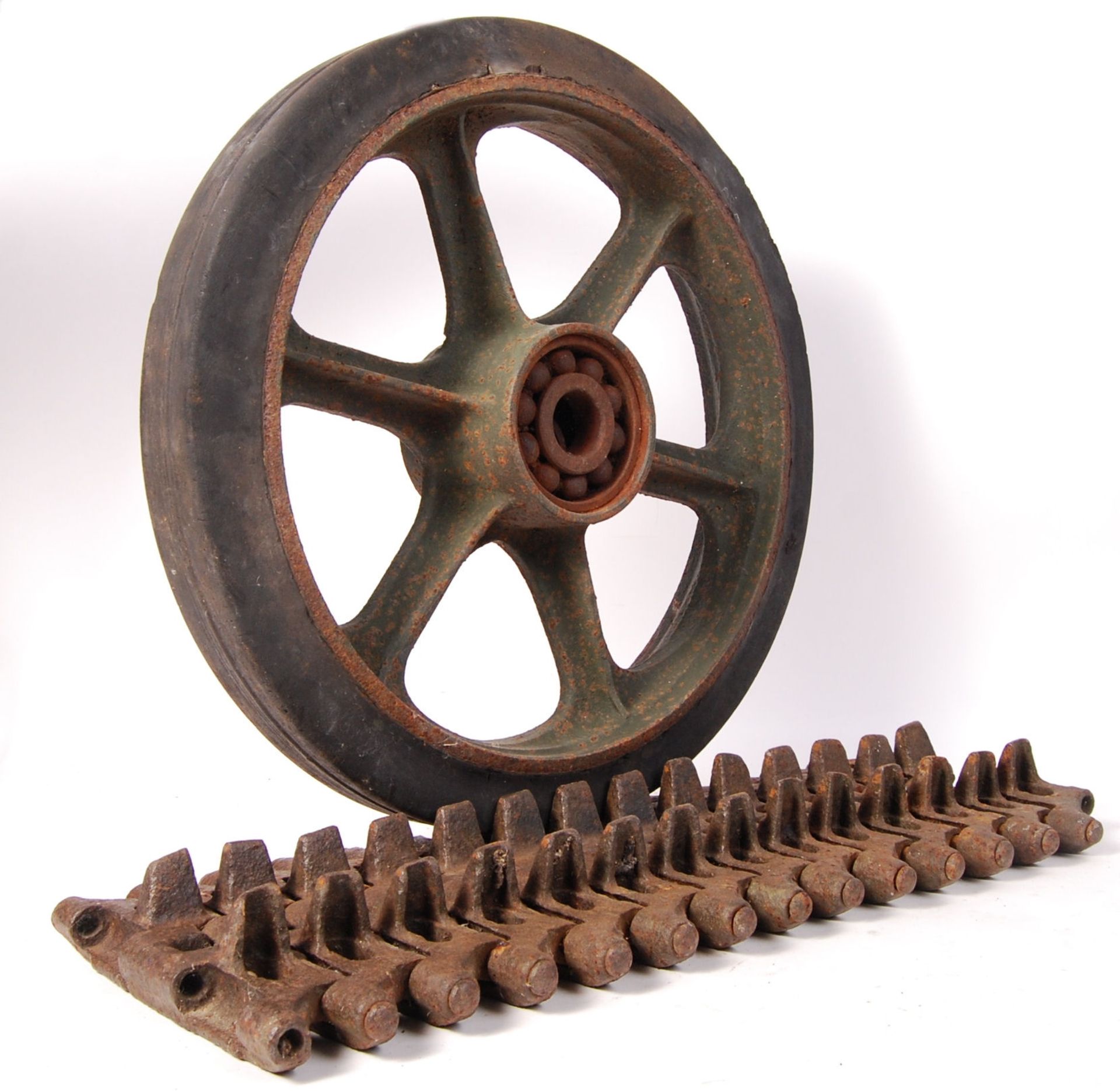 20TH CENTURY BELIEVED HALF-TRACK VEHICLE TRACK AND WHEEL