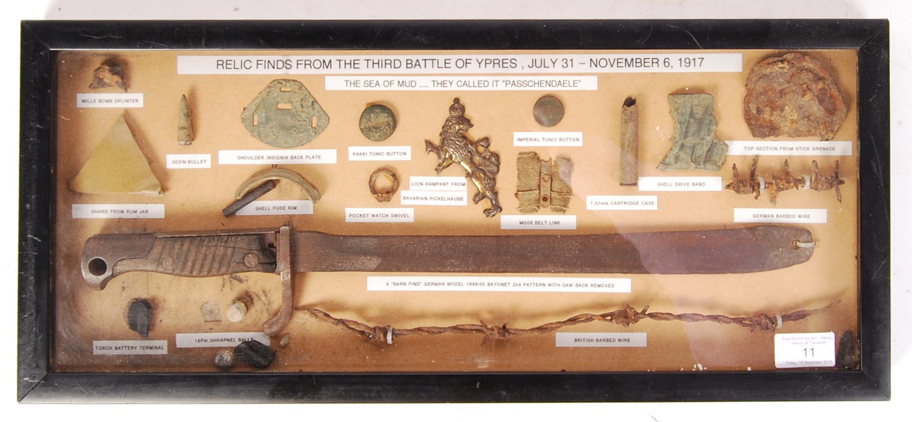 WWI FIRST WORLD WAR BATTLE OF YPRES RELIC DISPLAY