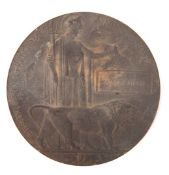 WWI FIRST WORLD WAR DEATH PLAQUE / PENNY MEDAL