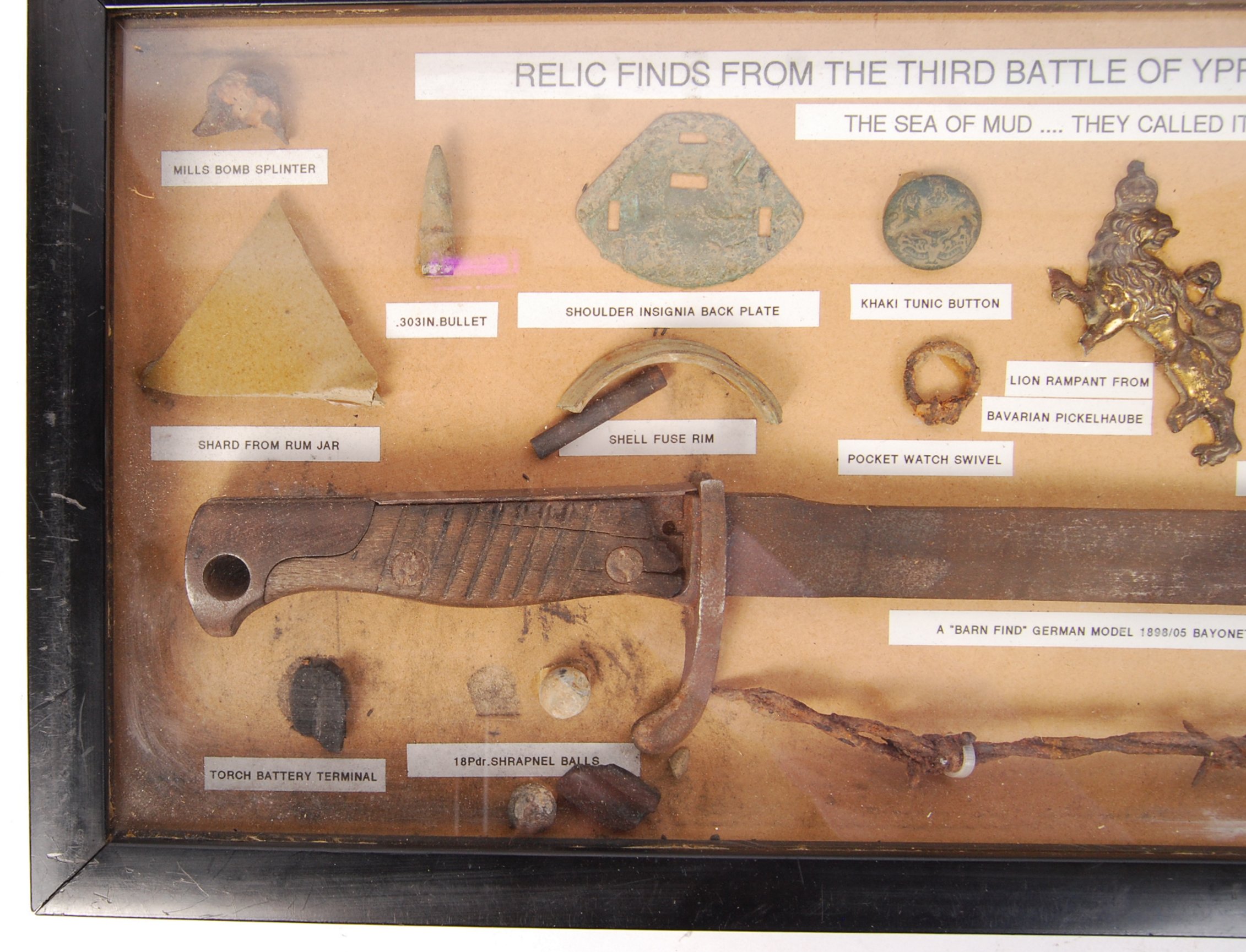 WWI FIRST WORLD WAR BATTLE OF YPRES RELIC DISPLAY - Image 2 of 4