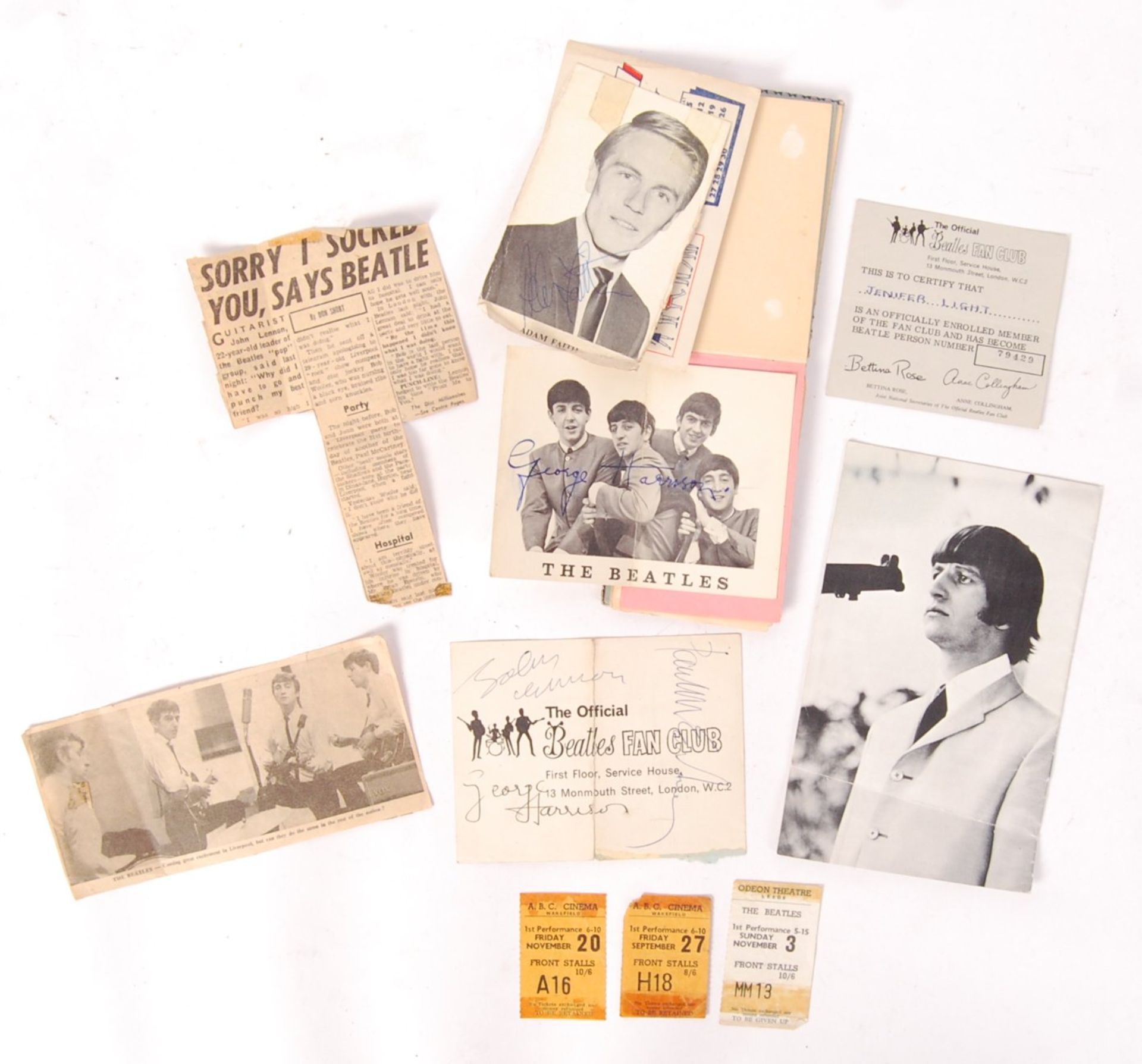 INCREDIBLY RARE PERSONAL BEATLES AUTOGRAPH COLLECTION & RELATED