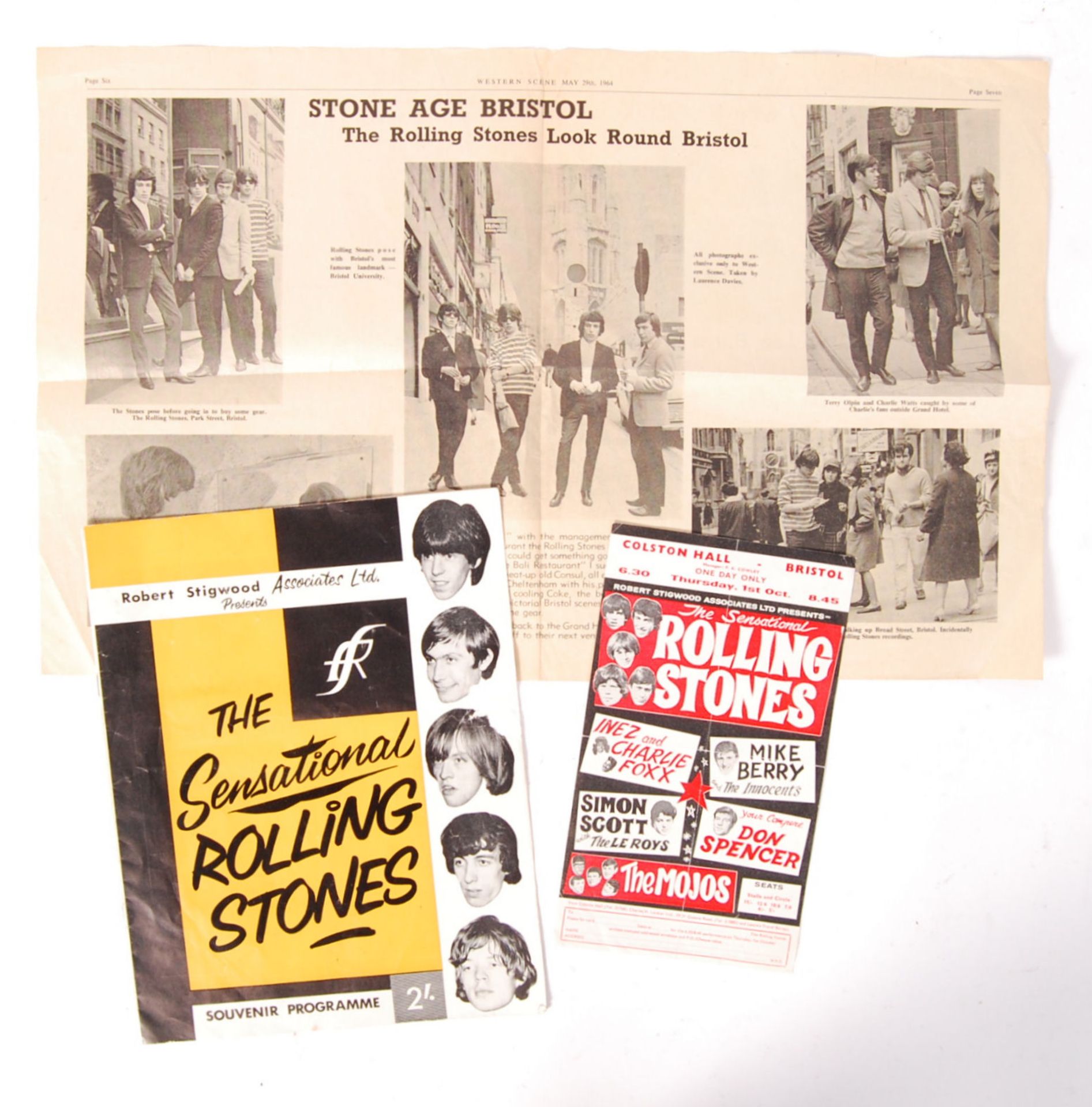 RARE ORIGINAL VINTAGE ROLLING STONES 1964 FIRST UK TOUR EPHEMERA