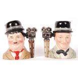 PAIR OF VINTAGE ROYAL DOULTON LAUREL & HARDY CERAMIC JUGS