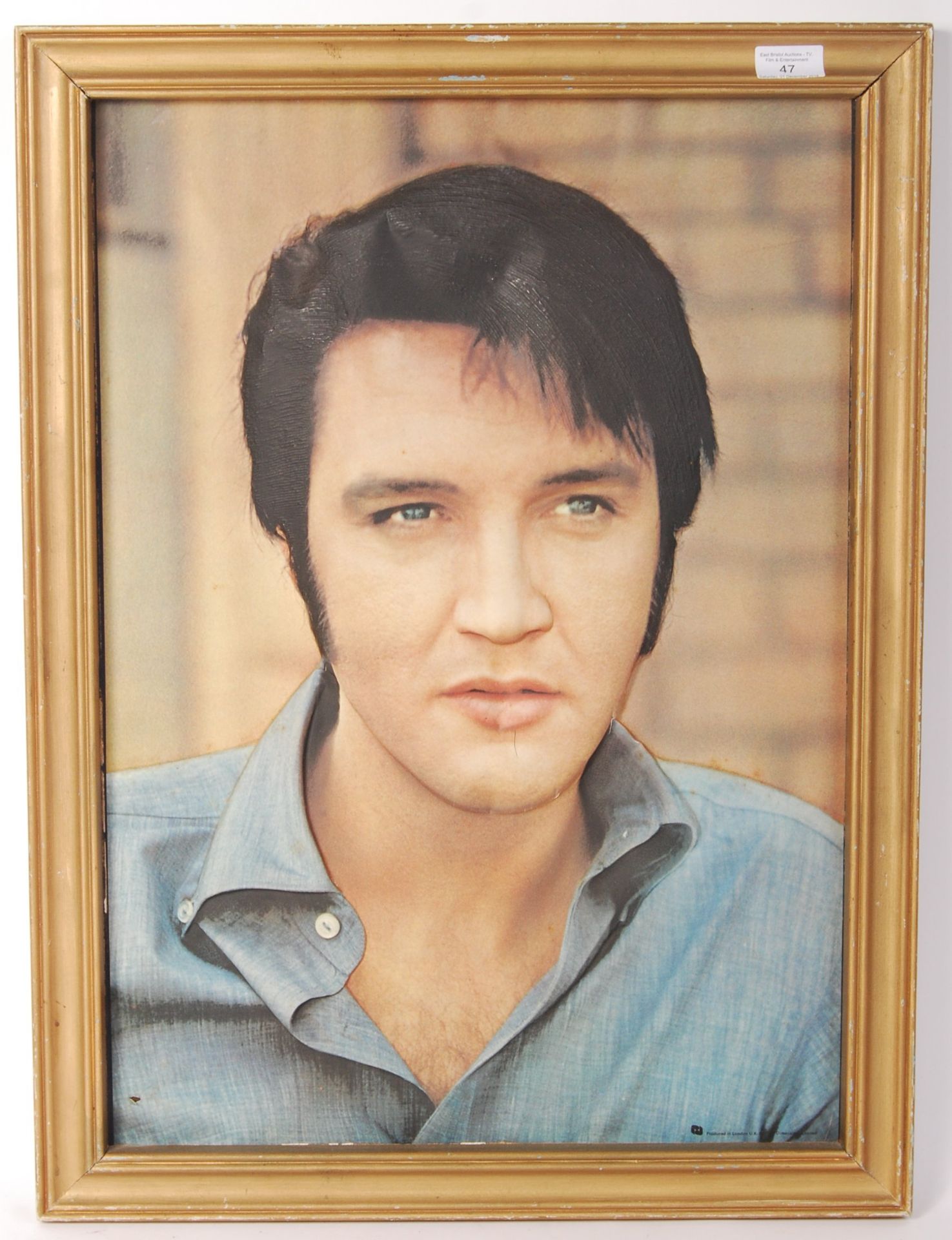 VINTAGE ELVIS PRESLEY 3D WALL PORTRAIT PRINT FRAMED