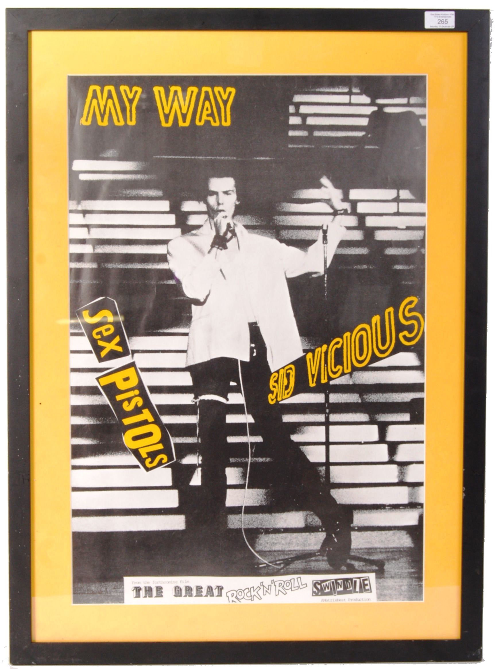 A Rare Original Sex Pistols Sid Vicious My Way Promotional Poster From The Great Rock N