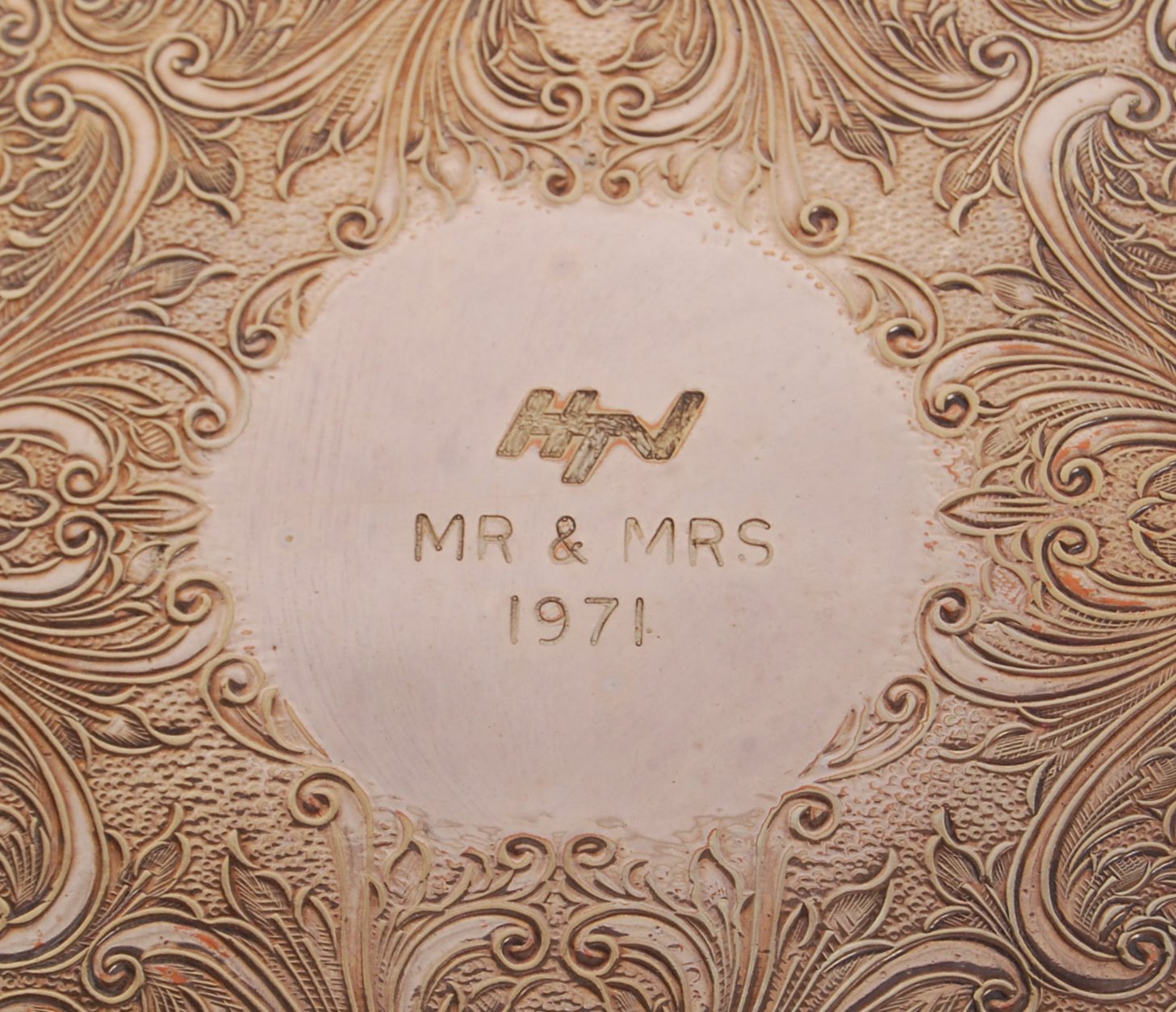 ORIGINAL HTV ' MR & MRS ' SHOW-GIVEN SILVER PLATE TRAY - Image 2 of 3