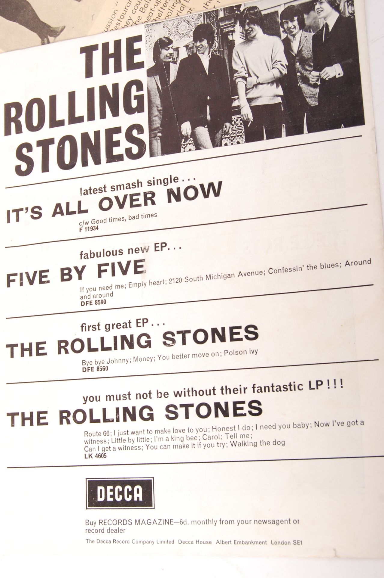 RARE ORIGINAL VINTAGE ROLLING STONES 1964 FIRST UK TOUR EPHEMERA - Bild 5 aus 7