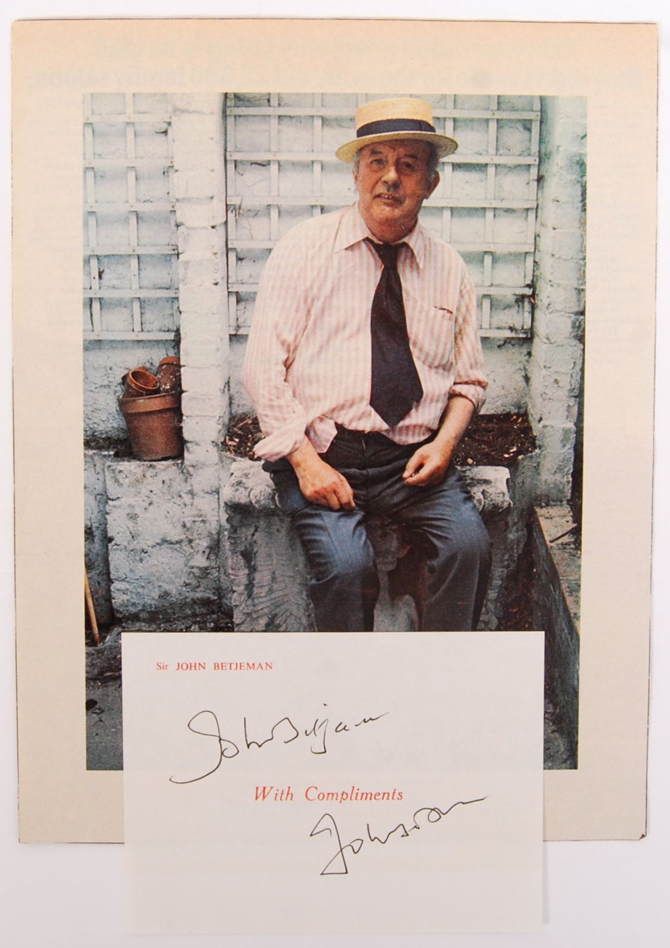 SIR JOHN BETJEMAN - POET & BROADCASTER - AUTOGRAPH