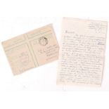 WWII SECOND WORLD WAR LETTER FROM AN OPS ROOM WORK