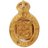 WWI FIRST WORLD WAR ' ON WAR SERVICE ' BRASS BADGE