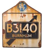 RARE ORIGINAL 1960'S RAC ENAMEL ROAD SIGN FOR BURN