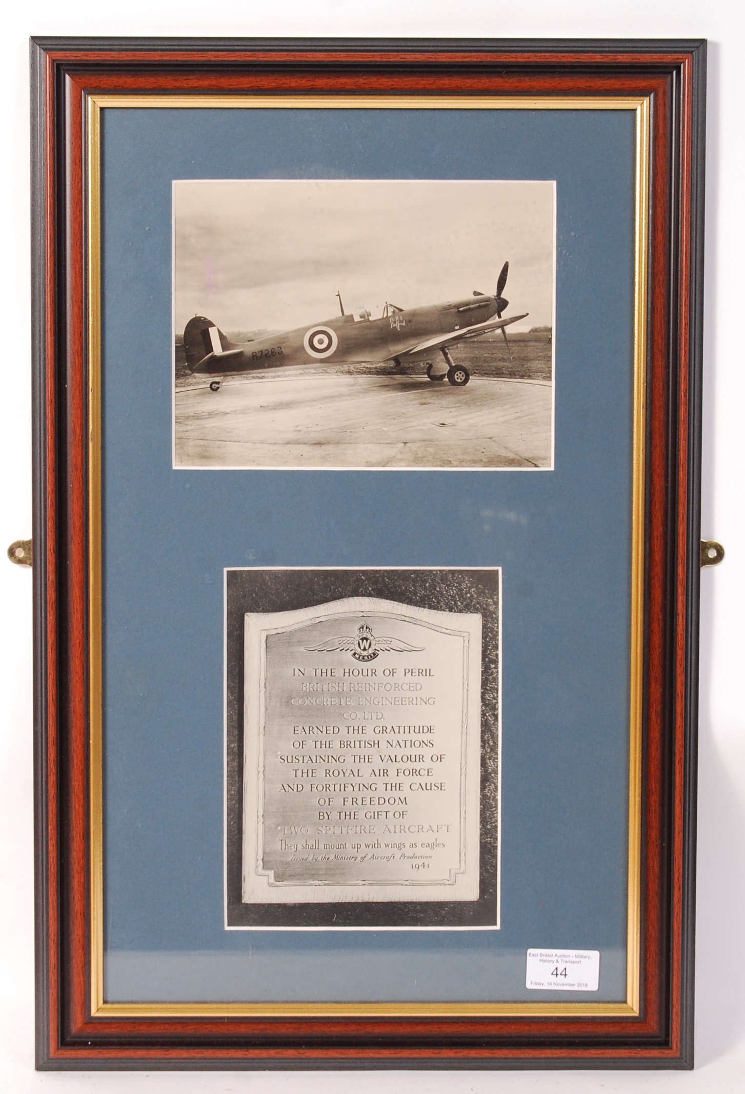 RARE WWII SECOND WORLD WAR SPITFIRE PRESENTATION