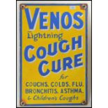 A contemporary recreation of a enamel advertising sign for Venos Lightning Cough Cure, the sign hand