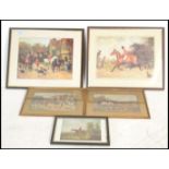 A group of five framed and glazed fox hunting prints to include a Victorian pair, Going Out, Richard