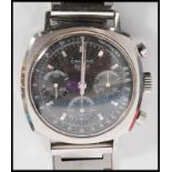 A rare vintage 20th Century gentleman's Heuer Camaro chronograph watch circa 1970, having a brown '