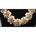 1940s early Miriam Haskell, Frank Hess design seashell necklace and bracelet set having turbo
