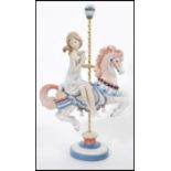 Lladro -  Porcelain Large Figure Group ' Girl on Carousel Horse ' Model No 1469. Issued 1985 -