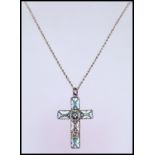 A 19th century Italian micro mosaic ( micromosaic ) crucifix cross pendant on gilt brass back with