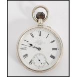 A 19th century Victorian silver hallmarked pocket watch having a fusee movement. The white enamel