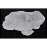 A 19th century Chinese carved crystal figurine of a frog. Made from a clear rock crystal. 5cm long.