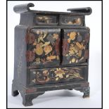 A believed 19th century Japanese table top / ladies jewellery cabinet having black lacquered
