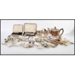 A collection of silver plated wares to include tea service, cased sets of cutlery, various flatware,