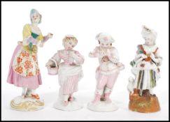 A collection of 19th century Meissen style figurines to include dandy gentleman and lady together