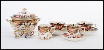 A collection of 19th century Royal Crown Derby Imari pattern porcelain to include a tureen with lid,