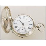 A 19th century Victorian silver 935 full hunter pocket watch having a fusee movement. The white