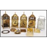 A group of vintage Smiths Bell top clocks having brass finials and Roman numeral chapterrings