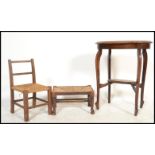 A collection of furniture to include an Edwardian mahogany occasional / lamp table together with a