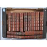 A large selection of french novels to include a collection of multiple volumes of leather bound