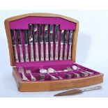 A vintage retro 20th century canteen of silver plated cutlery by Seymour of Sheffield in the Kings