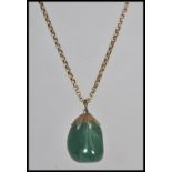 A 20th century 9ct gold  and agate adorned pendant and necklace chain, weight 8.2g.