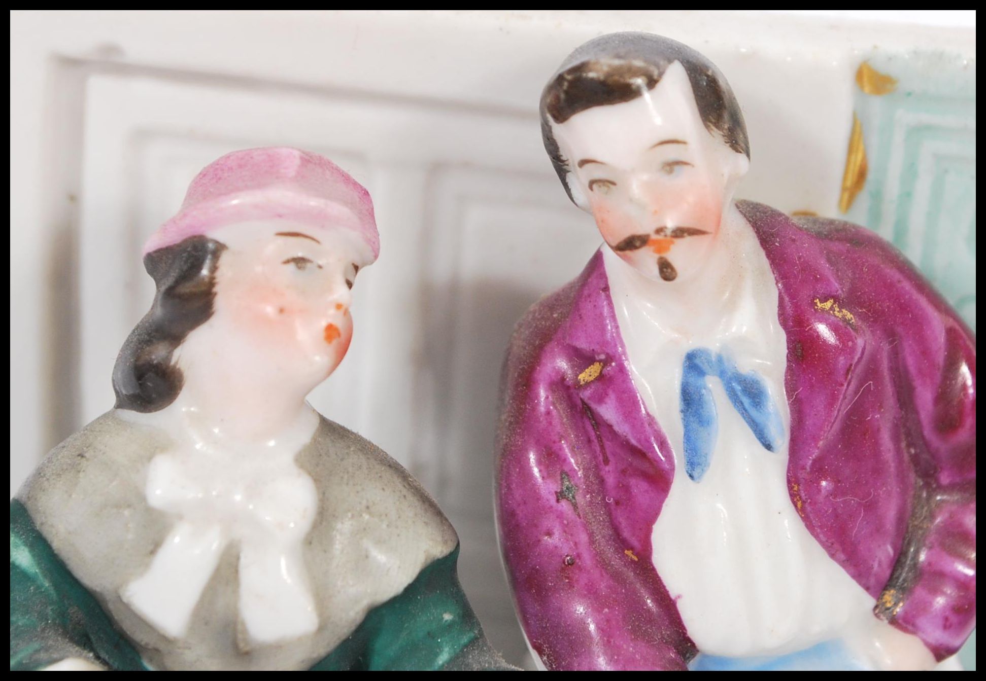 A pair of 19th Century Staffordshire Victorian novelty ceramic fairings / figurines to include one - Image 2 of 6