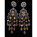A pair of signed vintage Askew of London silver-tone chandelier earrings decorated with maple