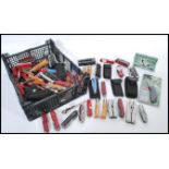A large collection of various pen knives, Swiss army knives, multi tools etc some in pouches.