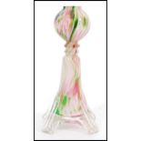 An unusual 19th Century Victorian hand blown vase / ornament with green and pink swirl pattern