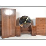 A stunning 20th Century Art Deco 1930's walnut matching bedroom suite comprising of a double