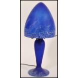After Emile Galle - An Art Nouveau style glass desk / table lamps in a matt navy blue and dark