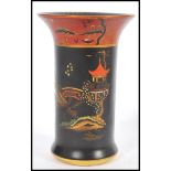 A Carlton Ware Mikado black and rouge pattern vase of cylindrical form along with a Marc Boxer for