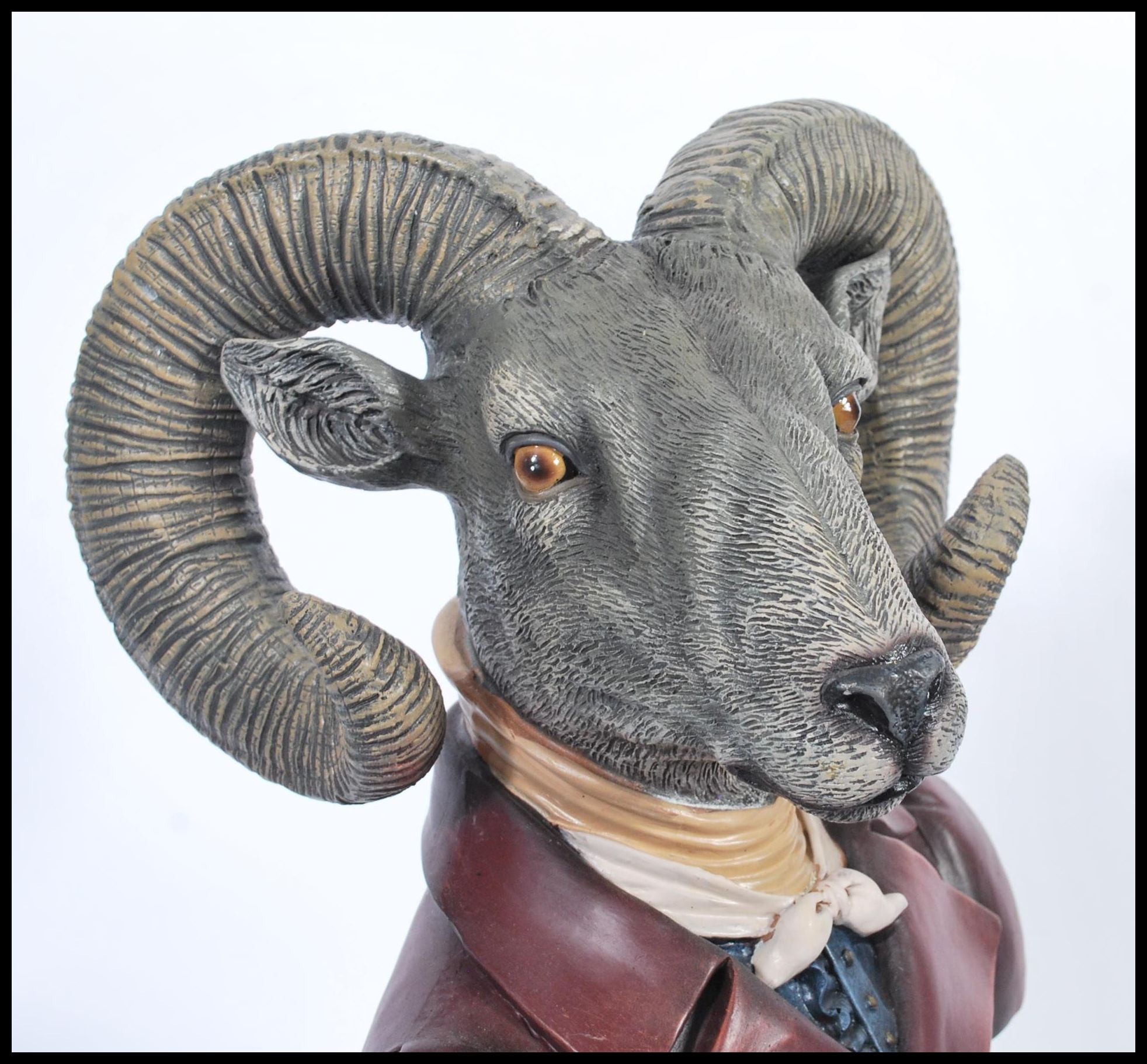 A vintage Victorian style ram bust depicting a detailed rams head in traditional Victorian gents - Image 2 of 4