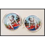 A pair of stamped 925 silver cufflinks having enamelled panels to the front depicting bulldogs.