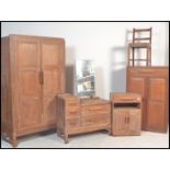 A vintage 20th Century 1930's  possibly Heals limed oak bedroom suite, consisting of a double