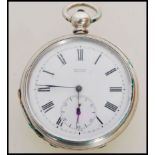 A 19th century Victorian fine silver pocket watch having a key wind movement. The white enamel