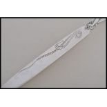 An early 20th century silver plated German letter opener paper knife stamped Wilkens 90. Art Nouveau